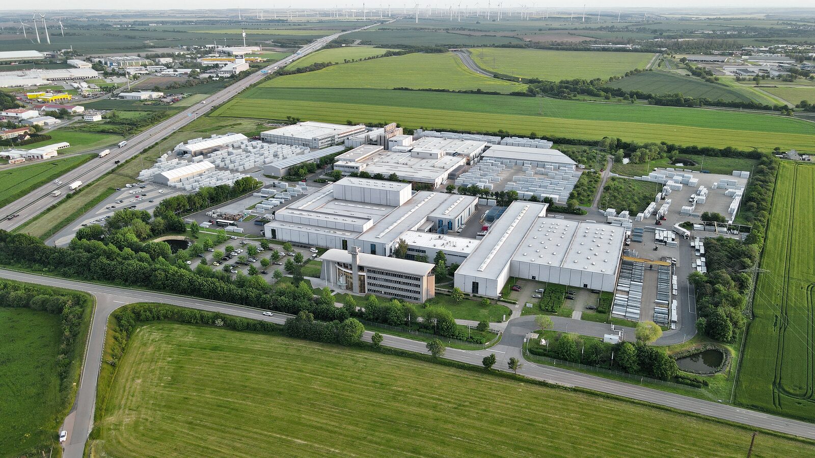 The headquarters of Schüco Polymer Technologies KG in Weißenfels, Germany